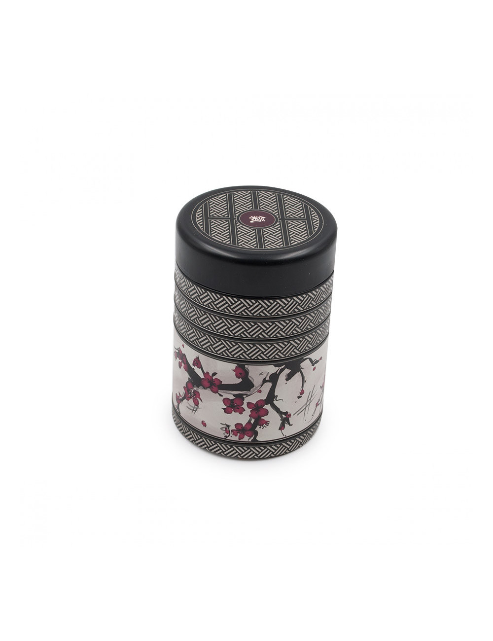 Barattolo porta tè in latta da 125 gr nero con fiori di ciliegio - La Pianta del Tè acquista online