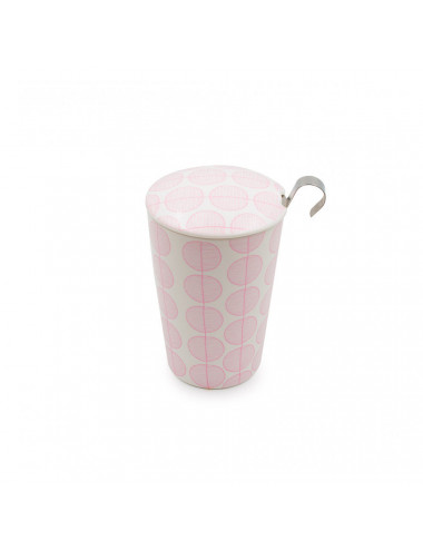 Grande tisaniera doppia camera bianca con foglie rosa stilizzate da 350 ml - La Pianta del Tè vendita on line