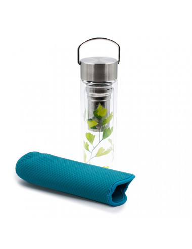 Thermos infusore in vetro con tappo a vite in acciaio inox Green Leaf - La Pianta del Tè negozio online