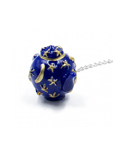 Infusore a sfera con ciondolo Teiera blu con stelle e luna dorate - La Pianta del Tè negozio online