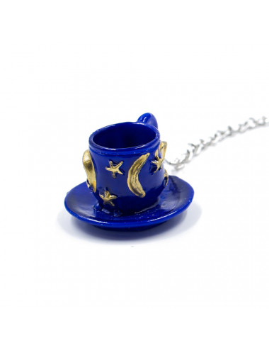 Infusore a sfera con ciondolo Tazzina blu con stelle e luna dorate - La Pianta del Tè acquista online