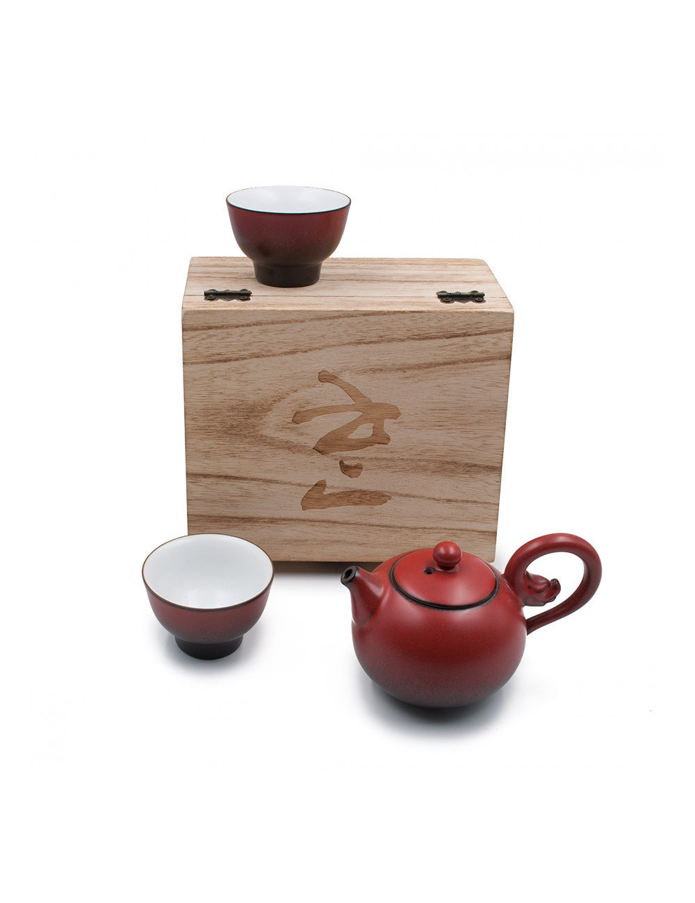 Set piccola teiera con 2 ciotole rosse e scatola in legno - La Pianta del Tè Store Set piccola teiera con 2 ciotole rosse e scatola in legno - La Pianta del Tè Store