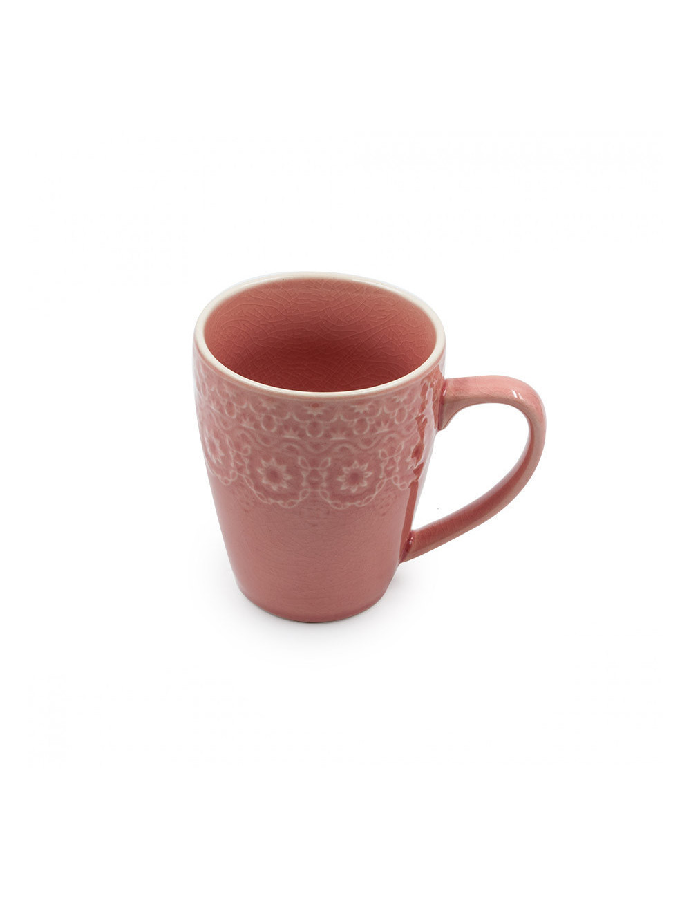 Mug Habitat in ceramica vintage rosa con fiori in bassorilievo - La Pianta del Tè shop on line Mug Habitat in ceramica vintage rosa con fiori in bassorilievo - La Pianta del Tè shop on line