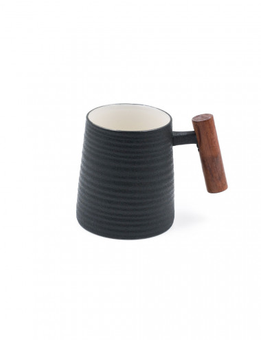 Mug stile anni '70 Old Style in porcellana nera effetto ghisa - La Pianta del Tè shop on line