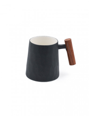 Mug stile anni '70 Old Style in porcellana nera effetto ghisa satinata - La Pianta del Tè shop on line