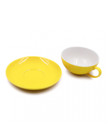 Tazza da tè in porcellana di colore giallo intenso e piattino | La Pianta del Tè vendita on line