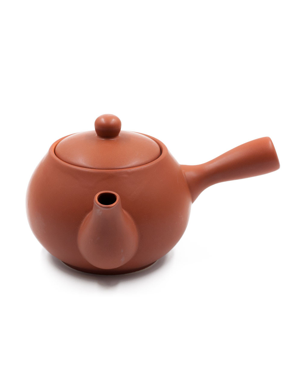 Tipica teiera in terracotta rossa con manico laterale - La Pianta del Tè Shop online
