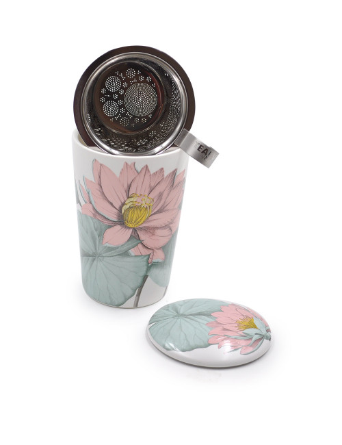 Grande tisaniera da 350 ml doppia camera in porcellana bianca satinata con  fiore di loto - La Pianta del Tè acquista on line