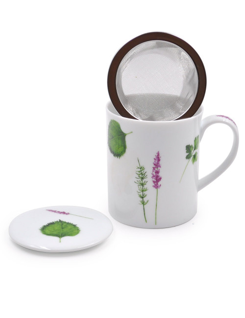 Tisaniera in porcellana Fine Bone China con filtro inox e coperchio salva-aroma - La Pianta del Tè acquista on line