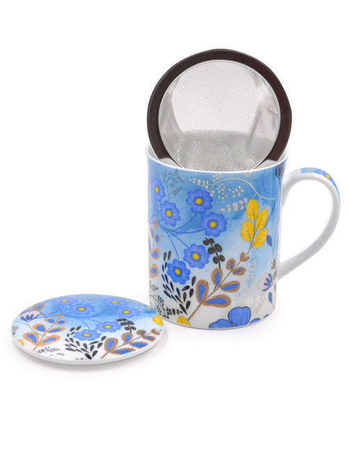 Tisaniera da 350 ml in porcellana Fine Bone China con filtro inox e coperchio salva-aroma- La Pianta del Tè acquista on line