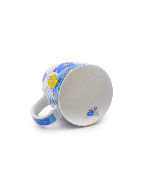 Mug in porcellana Fine Bone China da 350 ml a fiori blu elettrico e giallo - La Pianta del Tè acquista online