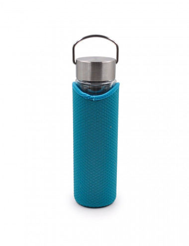 Thermos Blue Leaf in vetro con custodia in neoprene turchese - La Pianta del Tè vendita online