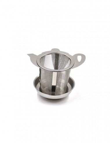 Grande filtro da tè universale in acciaio inox con coperchio poggia filtro - La Pianta del Tè Acquista online