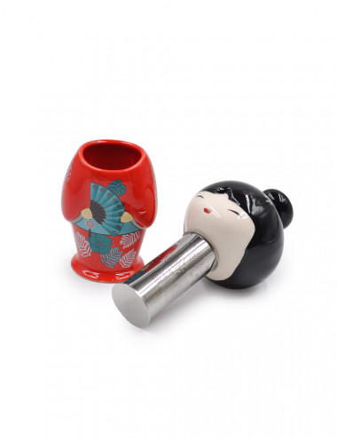 Filtro da tè bambola little geisha in ceramica rossa dipinta a mano - La Pianta del Tè vendita online
