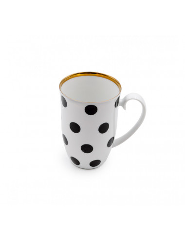 Mug in porcellana in Fine Bone China bianca a pois neri - La Pianta del Tè shop online