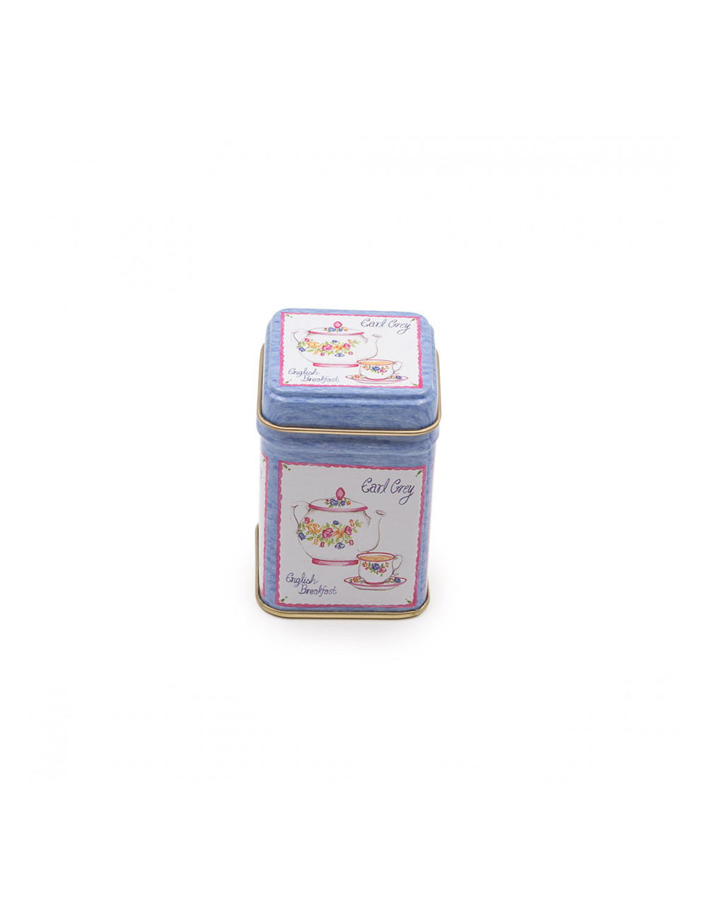 Contenitore porta tè e tisane lilla con decorazione naif - La Pianta del Tè Shop on line