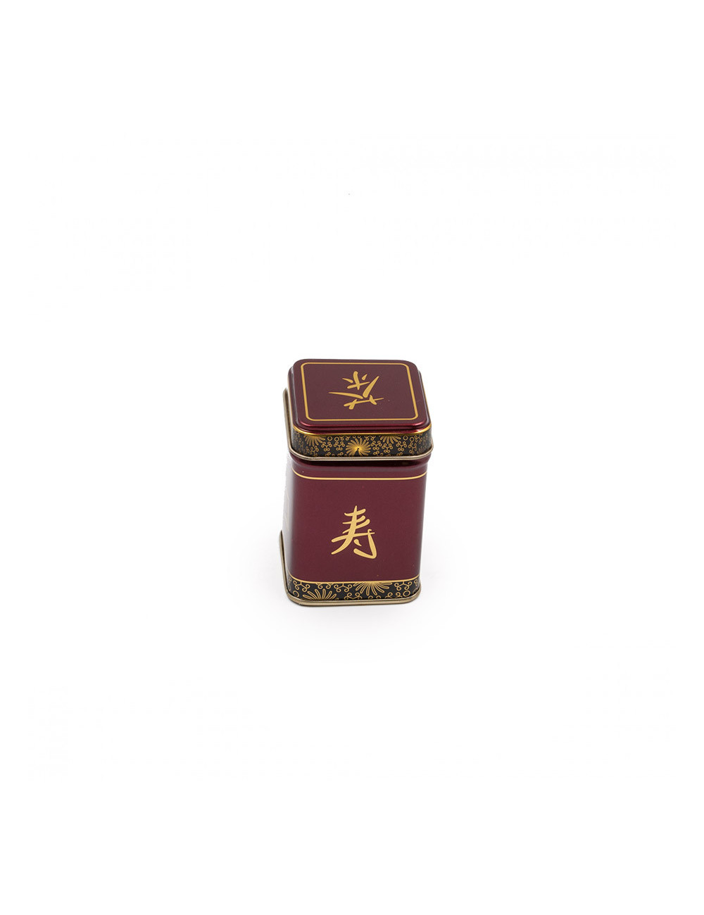 Preziosa scatolina per il tè bordeaux con ideogramma  dorato - La Pianta del Tè shop online