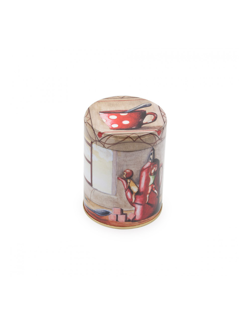 Barattolo da Caffè di latta rotondo con coperchio da 100 gr decorato in stile retrò - La Pianta del Tè Shop online
