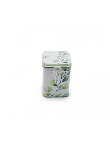 Bella scatola da tè in latta da 150 gr sui toni del verde - Pianta del Tè Shop online