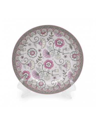 Piattino in porcellana Ø 19,5 cm, con fiori rosa per servizio da tè Flowers - La Pianta del Tè Shop online