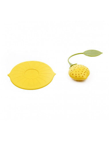 Filtro da tè a forma di limone in silicone giallo con tappetino salva goccia - La Pianta del Tè acquista on line