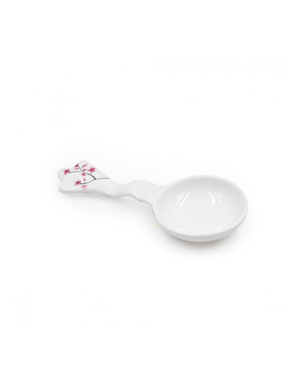 Poggia filtro in fine porcellana bianca con  fiori di ciliegio - La Pianta del Tè Vendita online