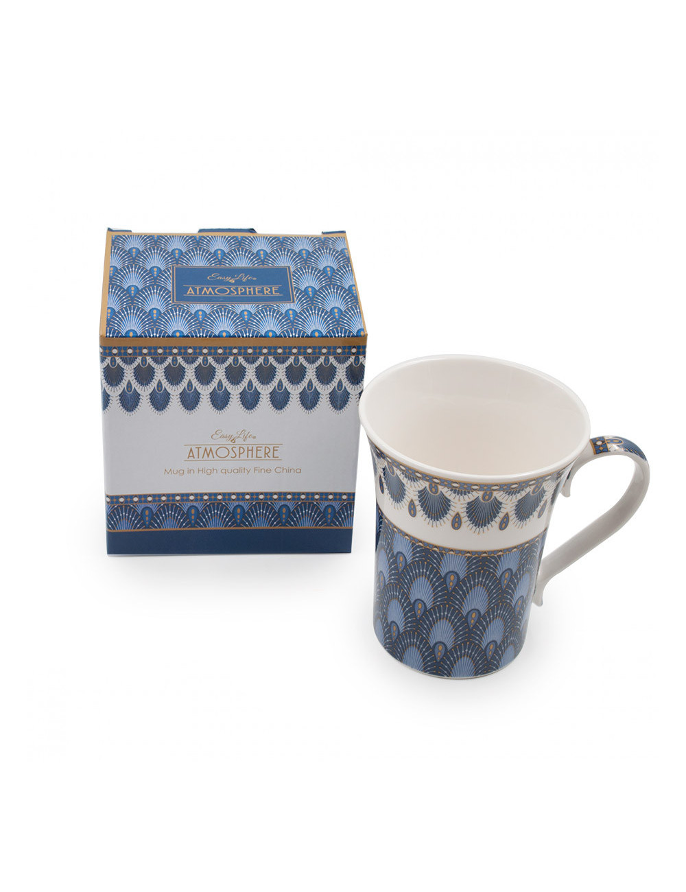 Elegante mug in porcellana decorata blu e oro con confezione regalo - La Pianta del Tè acquista online
