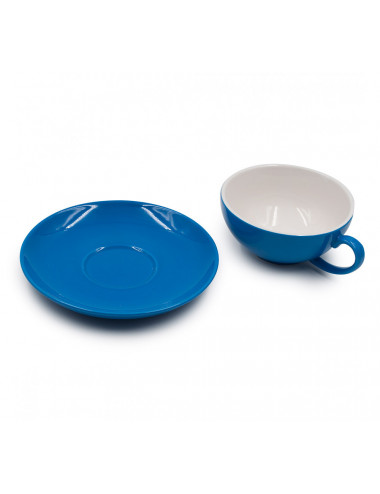 Tazza da tè in porcellana di colore azzurro intenso e piattino | La Pianta del Tè vendita on line