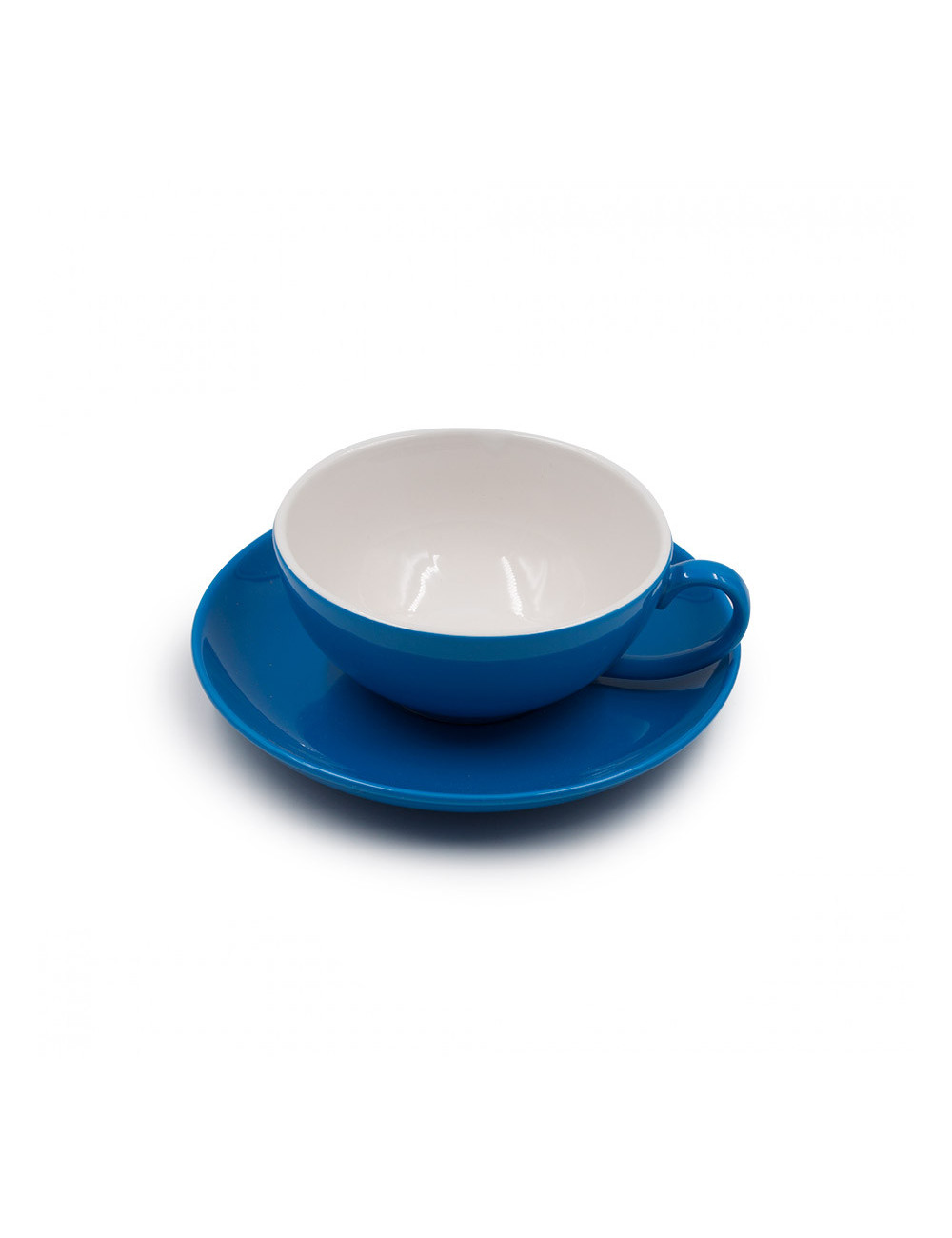 Tazza da Tè Color in Porcellana Azzurra con Piattino
