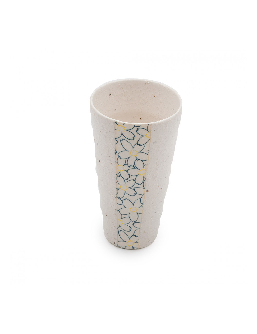 Originale Mug giapponese in ceramica porosa con grandi fiori blu - La Pianta del Tè Shop online