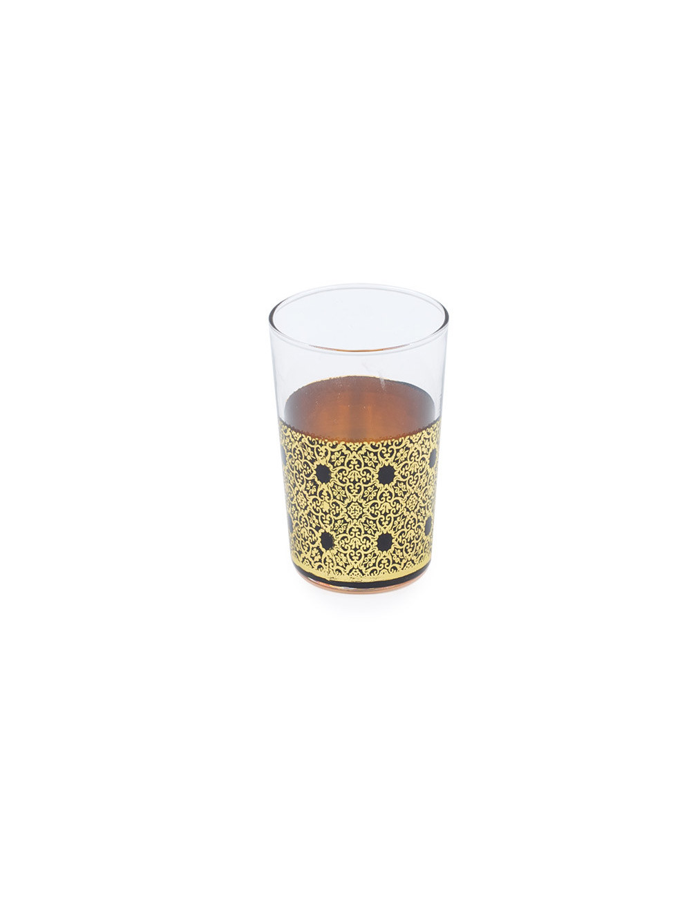 Bicchiere marocchino decorato in oro e nero - La Pianta del Tè acquista online Bicchiere marocchino decorato in oro e nero - La Pianta del Tè acquista online