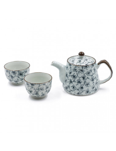 Set Furawa teiera da 500 ml con 2 ciotole motivi floreali blu - La Pianta del Tè Acquista online